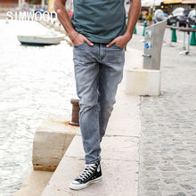 SIMWOOD 2018 Spring Scratched Jeans Men Slim Fit Fashion High Quality Gray Denim Trousers Brand Clothing 180091