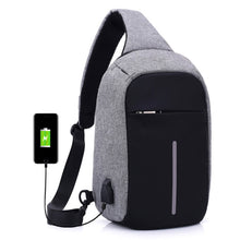Anti-theft Sling Shoulder Bag with External USB Charge Crossbody Chest Bags Backpack for Cycling Hiking Outdoor Travel Men Casual Reflective Stripe Black