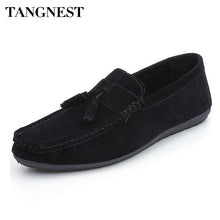 Tangnest NEW 2018 Men's Loafers Casual Round Toe Pu Leather Flats Solid Tassel Slip-on Flat Shoes Man Comfort Driving Shoes