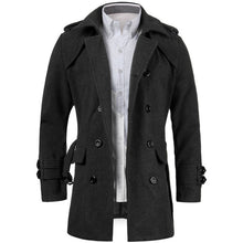 2018 Winter Warm Men's Long Business Smart Casual Trench Jackets Long Sleeve Double Breasted Belted Faux Woolen Coat Windbreaker