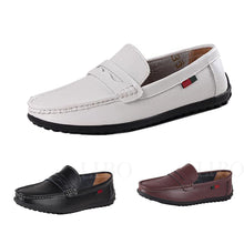 Spring new driving soft mens fashion pachwork slip-on casual leather shoes breathable sew soft loafers black white brown