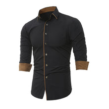 Mens Formal Business Chemise Lapel Collar Long Sleeve 2018 Autumn Fashion Shirt Blouse Casual Slim Fit Black Social Dress Shirt