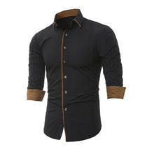Mens Formal Business Chemise Lapel Collar Long Sleeve 2018 Autumn Fashion Shirt Blouse Casual Slim Fit Black Social Dress Shirt