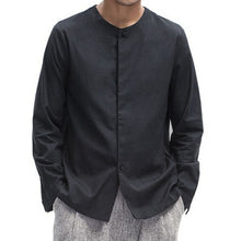 INCERUN Men's collarless shirt Cotton Linen Shirts Men Casual Long-Sleeve Flat Chinese Shirt Men Slim Fit Homme Camisa Masculina