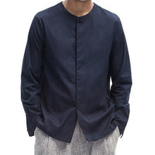 INCERUN Men's collarless shirt Cotton Linen Shirts Men Casual Long-Sleeve Flat Chinese Shirt Men Slim Fit Homme Camisa Masculina
