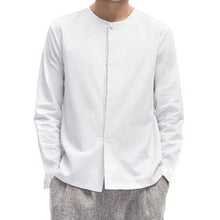 INCERUN Men's collarless shirt Cotton Linen Shirts Men Casual Long-Sleeve Flat Chinese Shirt Men Slim Fit Homme Camisa Masculina