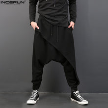 2018 Brand Cool Mens Gothic Punk Style Harem Pants Black Hip Hop Wear Loose  Pants DrawString Baggy Dancing Crotch Trousers