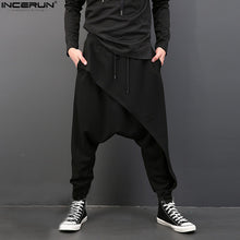 2018 Brand Cool Mens Gothic Punk Style Harem Pants Black Hip Hop Wear Loose  Pants DrawString Baggy Dancing Crotch Trousers