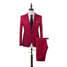 Business and Leisure Suit Men Two-piece Coat Trousers Suit Groom's Wedding Blazer + Long Pants Men's Suits 7 Colors