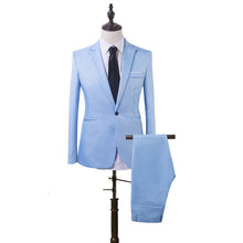 Business and Leisure Suit Men Two-piece Coat Trousers Suit Groom's Wedding Blazer + Long Pants Men's Suits 7 Colors