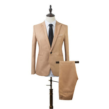 Business and Leisure Suit Men Two-piece Coat Trousers Suit Groom's Wedding Blazer + Long Pants Men's Suits 7 Colors