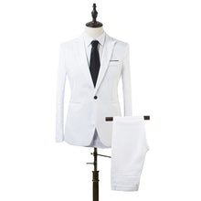 Business and Leisure Suit Men Two-piece Coat Trousers Suit Groom's Wedding Blazer + Long Pants Men's Suits 7 Colors