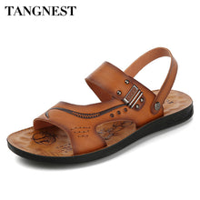 Tangnest Summer Men Rome Sandals Classic Slip On Gladiators Casual Beach Sandals Slides Non-slip Breathable Flat Shoes XML244