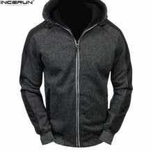 INCERUN Premiun Quality Men's Outwear Zipper Hooded Coat Winter Hoodie Warm Coat Jacket Slim Hoodies Men's Sweatshirt