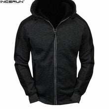 INCERUN Premiun Quality Men's Outwear Zipper Hooded Coat Winter Hoodie Warm Coat Jacket Slim Hoodies Men's Sweatshirt