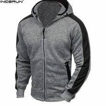 INCERUN Premiun Quality Men's Outwear Zipper Hooded Coat Winter Hoodie Warm Coat Jacket Slim Hoodies Men's Sweatshirt