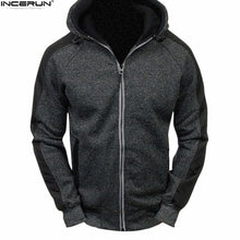 INCERUN Premiun Quality Men's Outwear Zipper Hooded Coat Winter Hoodie Warm Coat Jacket Slim Hoodies Men's Sweatshirt
