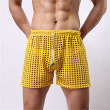 2018 Hot Sale Sexy Men Hollow Out Drawstring Lounge Shorts Mens Casual Slim Fit Solid See Through Breathable Comfortable Shorts