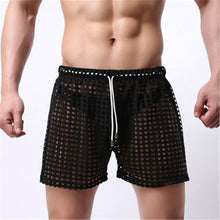2018 Hot Sale Sexy Men Hollow Out Drawstring Lounge Shorts Mens Casual Slim Fit Solid See Through Breathable Comfortable Shorts