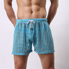 2018 Hot Sale Sexy Men Hollow Out Drawstring Lounge Shorts Mens Casual Slim Fit Solid See Through Breathable Comfortable Shorts