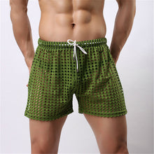 2018 Hot Sale Sexy Men Hollow Out Drawstring Lounge Shorts Mens Casual Slim Fit Solid See Through Breathable Comfortable Shorts