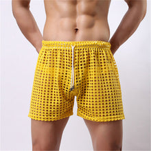 2018 Hot Sale Sexy Men Hollow Out Drawstring Lounge Shorts Mens Casual Slim Fit Solid See Through Breathable Comfortable Shorts