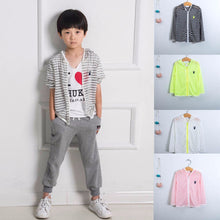 Kids Children Striped Hooded Jacket Breathable Tops Sun Protection Clothes