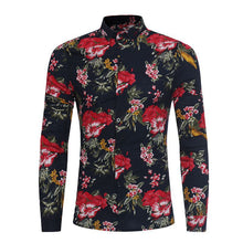 2018 Retro Floral Printed Man Casual Shirts Fashion Classic Men Dress Shirt Breathable Men's Long Sleeve Shirt chemise homme