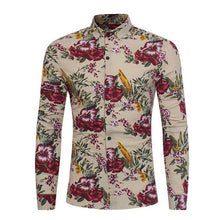 2018 Retro Floral Printed Man Casual Shirts Fashion Classic Men Dress Shirt Breathable Men's Long Sleeve Shirt chemise homme