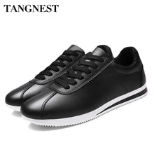 Tangnest Men Sneakers For Spring PU Leather Casual Shoes Lace Up Round Toe Flat Shoes Breathable Men Fashion Shoes XMR2799
