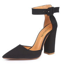 HEE GRAND 2018 New Women Thick Heel Pumps with Buckle Flock Vamp Elegant Lady's Ankle Lace Women Fashion Sandals XWZ4924
