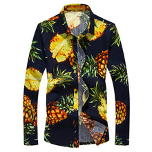 Autumn Men Floral Print Slim Fit Shirt Cotton Turn-down Collar Long Sleeve Beach Shirt Men Single Breasted Hawaiian Mens Shirt