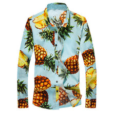 Autumn Men Floral Print Slim Fit Shirt Cotton Turn-down Collar Long Sleeve Beach Shirt Men Single Breasted Hawaiian Mens Shirt