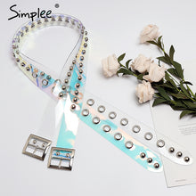 Simplee Rivet PVC transparent women belt 2018 Square buckle wide belts cummerbunds Streetwear designer clear waist belt female