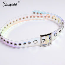 Simplee Rivet PVC transparent women belt 2018 Square buckle wide belts cummerbunds Streetwear designer clear waist belt female