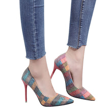Women's Fashion Thin Heels Shoes Wild Mixed Colors Shallow High Heels Shoes